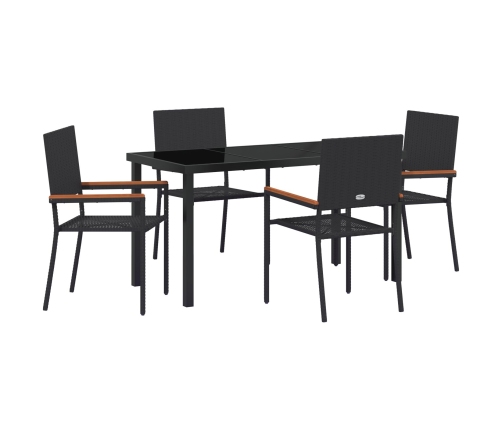 Conjunto de Comedor de Jardín de 5 Piezas Negro de Poliratán