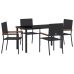 Conjunto de Comedor de Jardín de 5 Piezas Negro de Poliratán