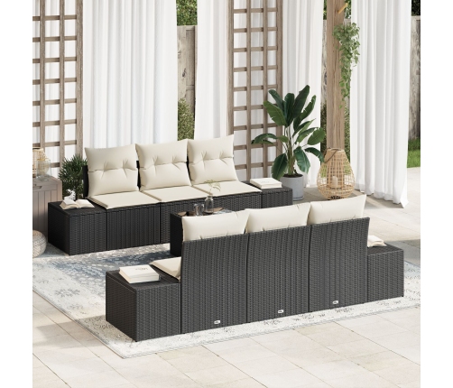 Conjunto de Sofá de Jardín  Juego de 7 Negro y Blanco