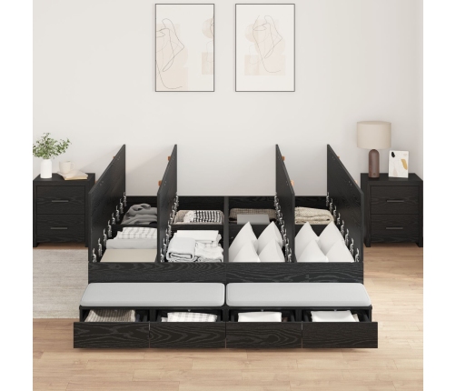 Marco de Cama con Almacenamiento  Roble negro Madera sólida
