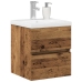 Gabinete de lavabo  con lavabo integrado Madera negra madera compuesta, Gabinete de lavabo  Madera vieja 41x38,5x45 cm Madera compuesta