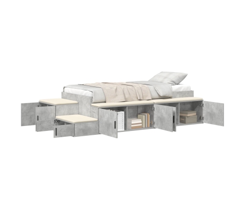 Estructura de Cama  Gris Concreto Madera Elaborada 75 x 190 cm