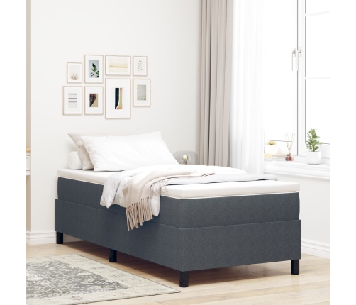 Cama Box Spring  Gris Oscuro 90x200 cm Tela de Pana