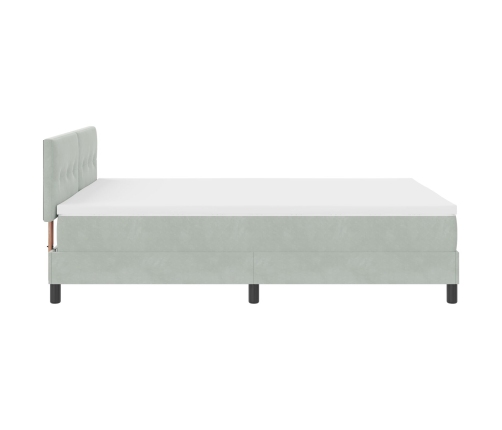 Cama con Box Spring y Colchón  Gris Claro 160x200 cm Terciopelo