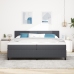 Cama Box Spring  con Colchón Gris Oscuro 200x200 cm Tela de Corduroy