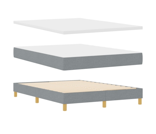 Cama Box Spring  con Colchón y Luz LED Gris Claro 160x200 cm Tela