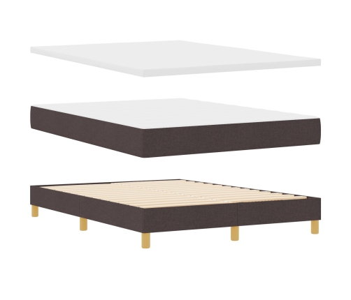 Cama con somier  con colchón marrón oscuro 140x200 cm tela