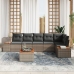 Conjunto de Sofá de Jardín de 7 Piezas con Cojines Gris Poliratán Acacia