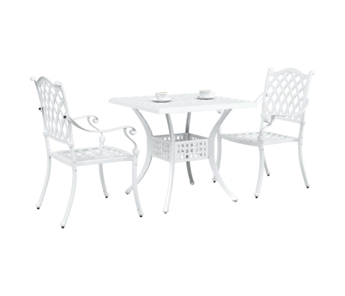 Conjunto de Bistro de Jardín de 3 Piezas  de Aluminio Fundido Blanco