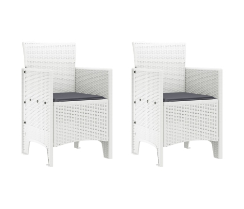 Silla de Jardín  Set de 2 Blanco, Antracita Polipropileno, Poliéster