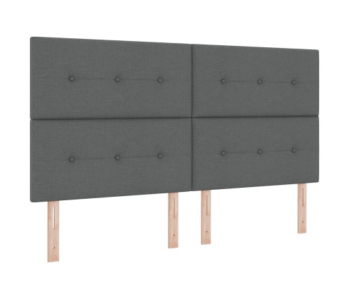 Cama de Caja de Resortes  Gris Oscuro Super King Tela