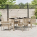 Conjunto de Comedor de Jardín de 5 Piezas con Cojines Beige de Poliratán