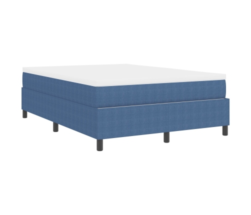 Cama con Box Spring y Colchón Azul 140x200 cm de Tela de Terciopelo