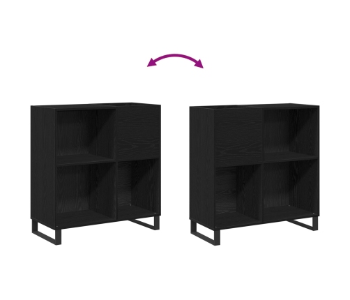 Armario de Discos  Roble Negro 84.5x38x90 cm Madera de Calidad