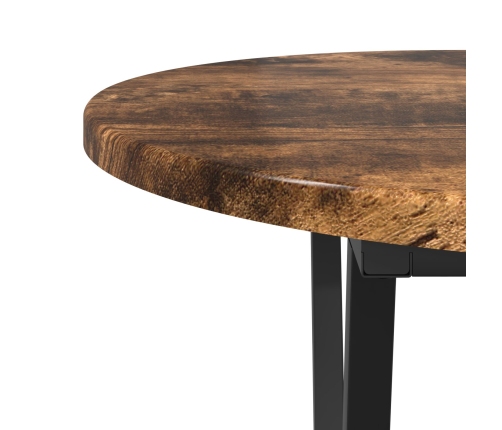 Mesa de café de roble ahumado 80x40x40,5 cm de madera ingenierizada y metal