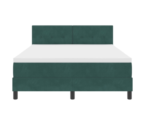 Cama Box Spring  con colchón Verde Oscuro 140x200 cm Terciopelo