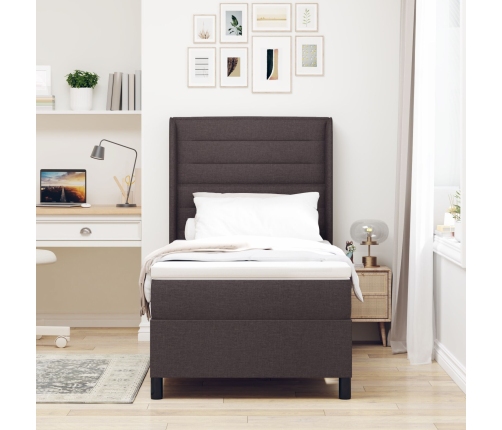 Cama con somier y colchón  Marrón Oscuro 100x200 cm Tela