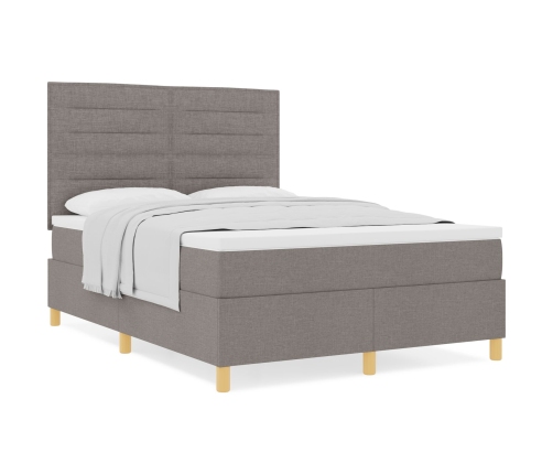 Cama Box Spring con Colchón  Taupe 140x200 cm Tela