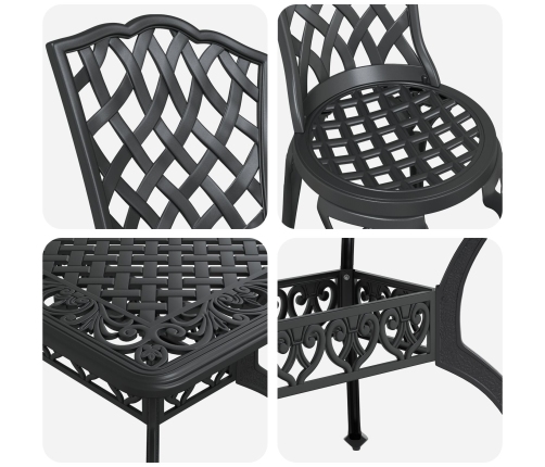 Set de 3 Negro Aluminio Fundido Grande