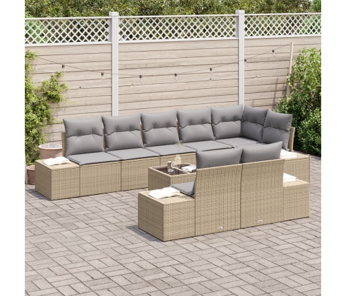 Set de Sofá de Jardín de 9 Piezas con Cojines Negro Poliratán
