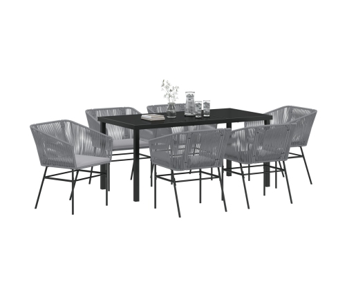 Set de Comedor de Jardín  de 2 Piezas con Cojines Gris Poliratán