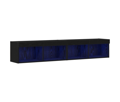 Muebles para TV  con luces LED 2 pcs Roble Negro 80x30x30 cm