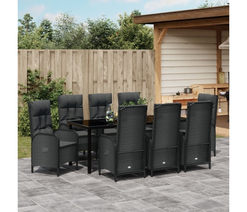 Set de Comedor de Jardín  de 9 Piezas Negro Poliratán