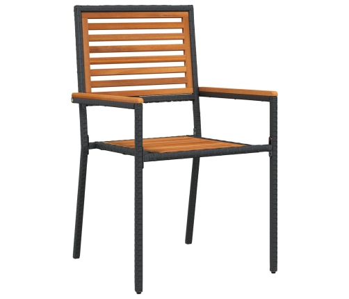 Sillas de jardín apilables con cojines 2 pcs Negro Polirratan