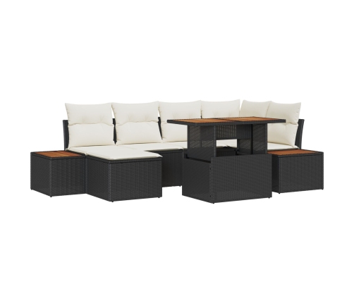 Juego de Sofá de Jardín Set de 7 Beige, Negro