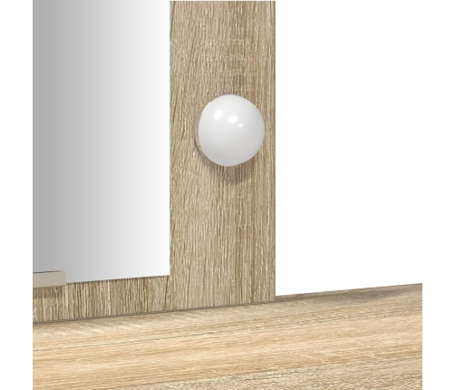 Mesa de Tocador  con Luces LED en Roble Sonoma, 102x33x135 cm