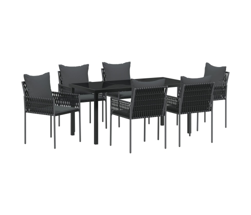 Juego de 4 Sillas negras, Cojines gris oscuro