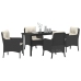 Set de Comedor de Jardín de 5 Piezas  con Cojines Negros de Poliratán