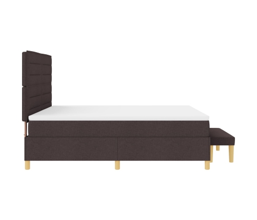 Cama Box Spring  con colchón y banco Marrón Oscuro 180x200 cm Tela