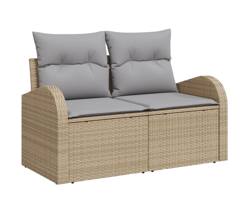 Juego de Sofá de Jardín  Set de 8 Beige Ratán y tejido