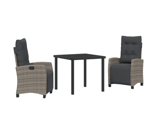 Set de Comedor de Jardín de 3 Piezas Gris Ratán PE