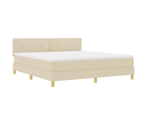 Cama con Box Spring  con Colchón Crema 180x200 cm Tela