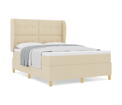 Cama con somier y colchón  Crema 140x190 cm Tela