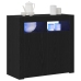 Sideboard  con luces LED en negro y roble, 80x35x75 cm, de madera