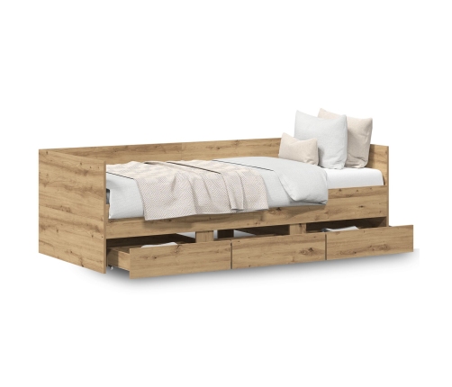 Cama Día  Roble artesanal Madera elaborada 90 x 190 cm Duradera