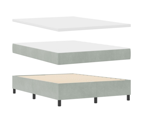 Cama con Base y Colchón Gris Claro 160x200 cm Terciopelo