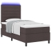 Cama con Base de Resortes con Colchón y LED Marrón Oscuro 100x200 cm Tela