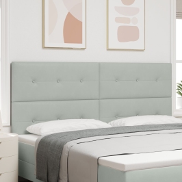 Cabecero  con Botones Acolchados Gris Claro 200 cm Terciopelo