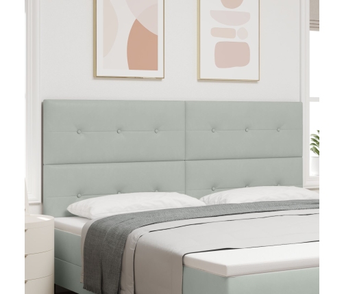Cabecero  con Botones Acolchados Gris Claro 200 cm Terciopelo