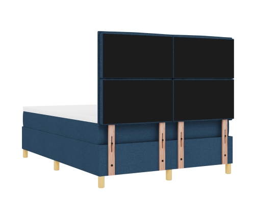 Cama Box Spring  con colchón Azul 140x190 cm Tela