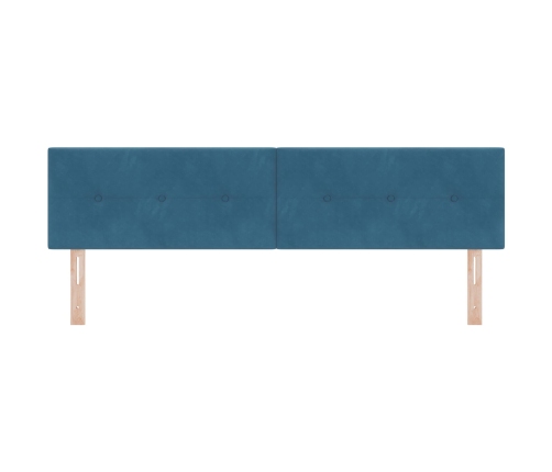 Cabecero de  con botones, tapizado en terciopelo azul oscuro, 180 cm