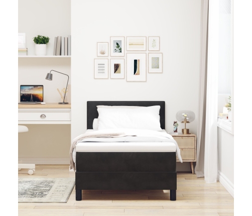 Cama Box Spring  con Colchón Negro 90x200 cm Terciopelo