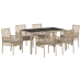 Conjunto de Comedor de Jardín de 7 Piezas con Cojines Beige de Poliratán
