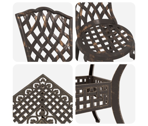 Conjunto de Comedor de Jardín de 5 Piezas  en Aluminio Fundido Bronce