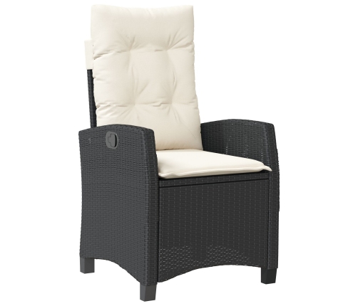 Conjunto de Comedor de Jardín de 7 Piezas con Cojines Rattan Poliéster Negro