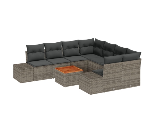 Conjunto de Sofás de Jardín  9 Piezas Gris Poliratán